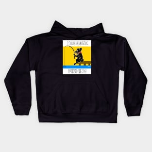 DOGGONE FISHING BLACK LAB CARTOON Kids Hoodie